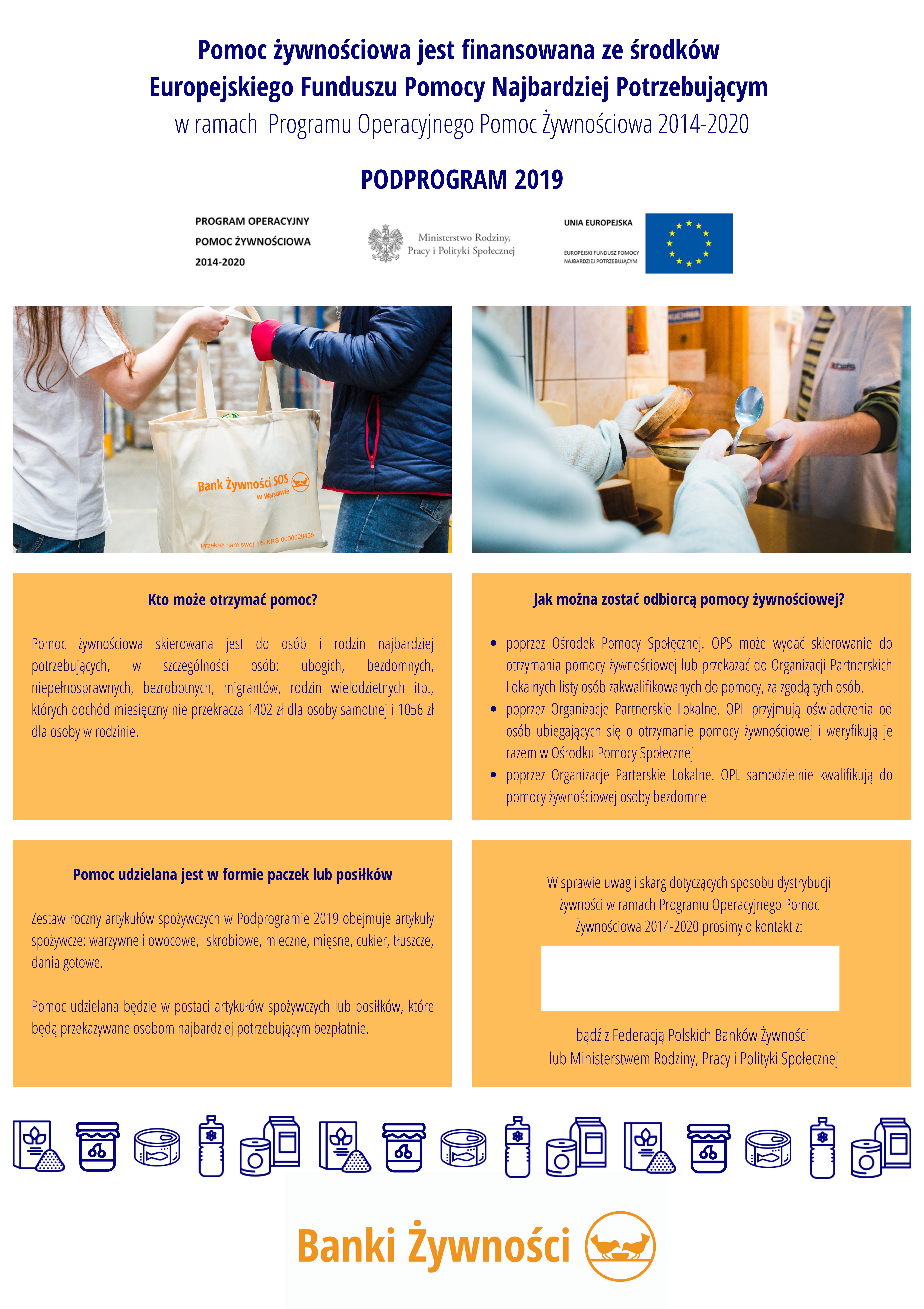plakat zawierający informacje o podstawowych zasadach programu PO PŻ Podprogram 2019